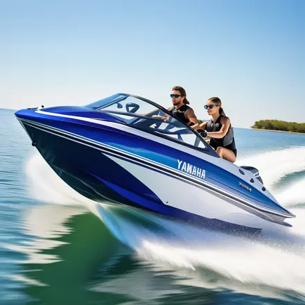 couple in yamaha speed boat