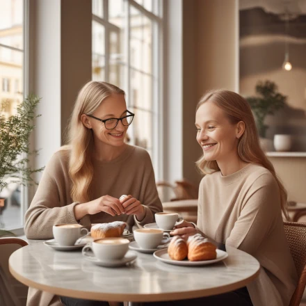 Swedish women in a Cafe  eating