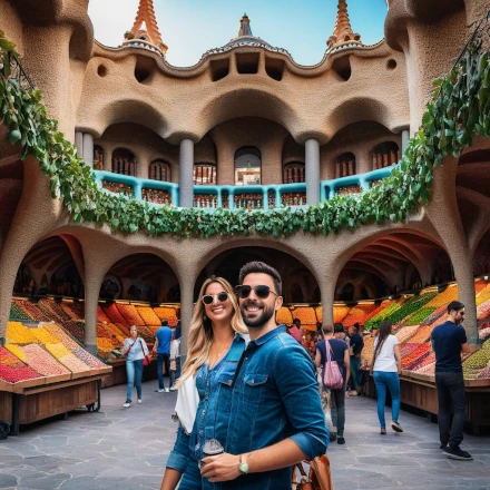 Couple in Barcelona Markets