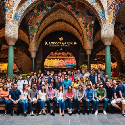 Barcelona Markets large group of people photographed in front Barcelona markets