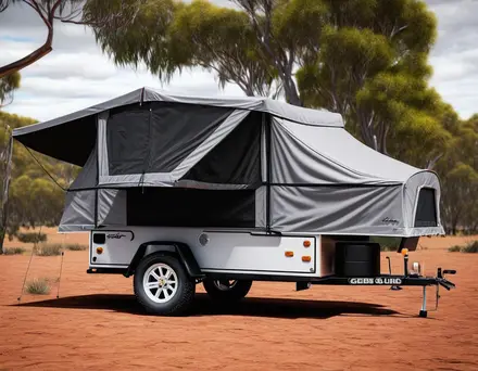 camper trailer in desert