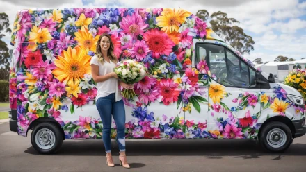 Commercia lVehicles Loans delivery van with flowers all over it for florit business