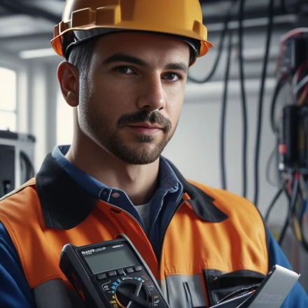 Electrician using advanced diagnostic tools