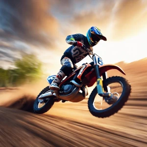 Dirt Bike in Action sun behind