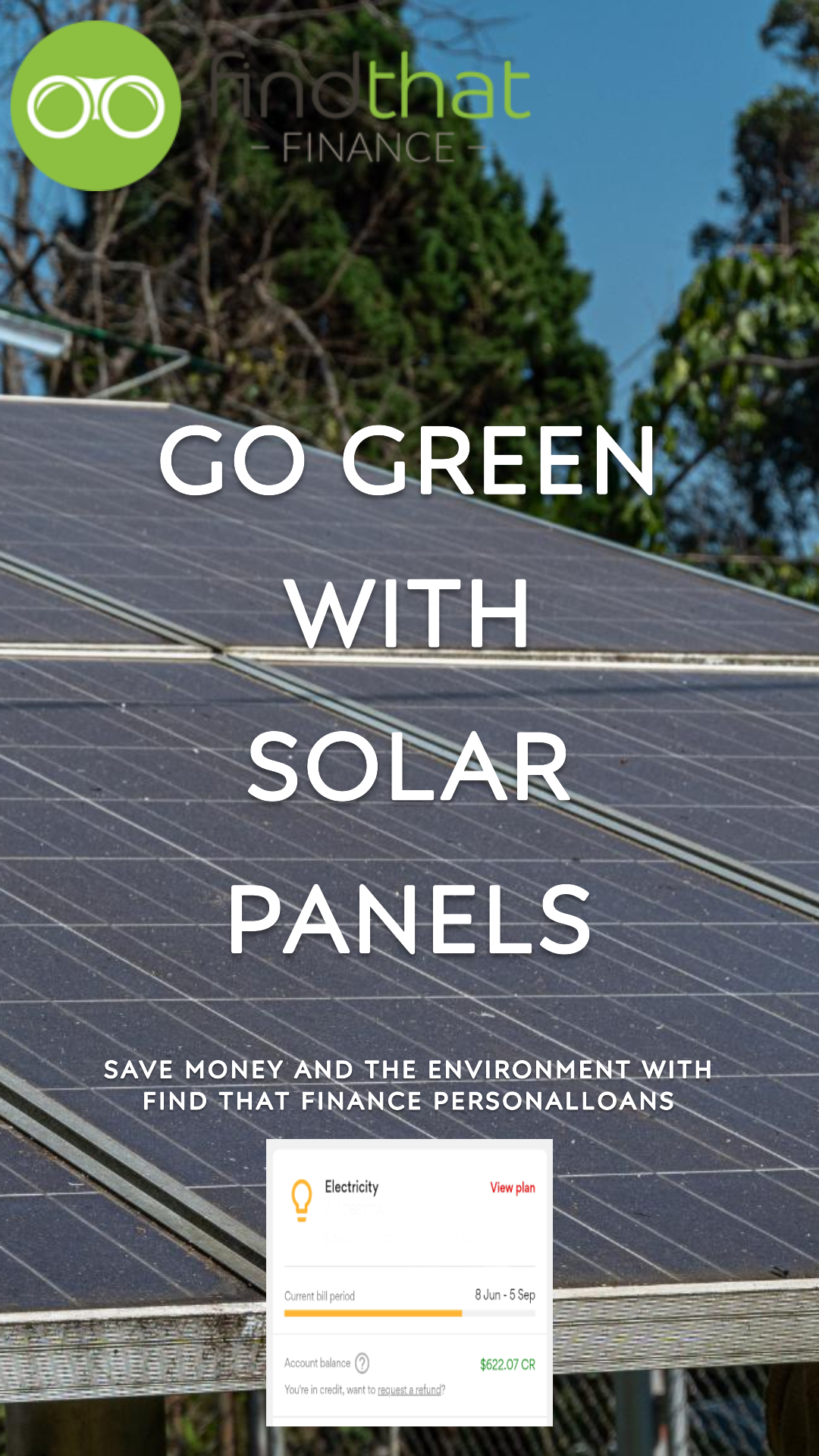 Solar Advertisement for personal loan to get solar Go Green Energy