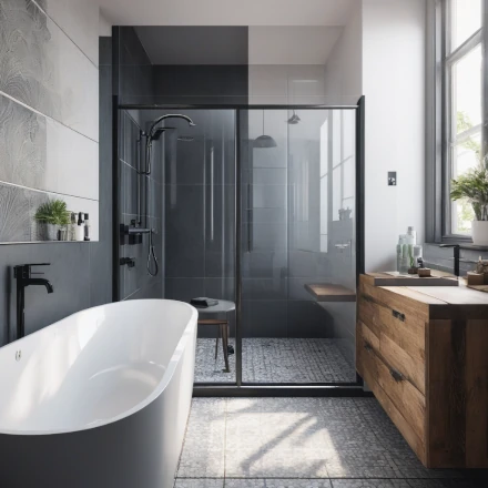 A renovated bathroom with modern fixtures and finishes
