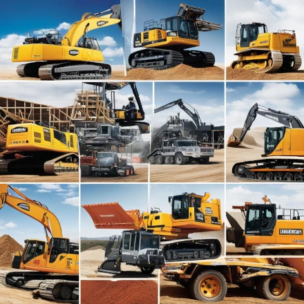 montage of commercial equipment, yelloe goods