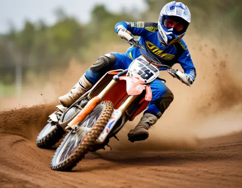 dirt bike leaning into corner