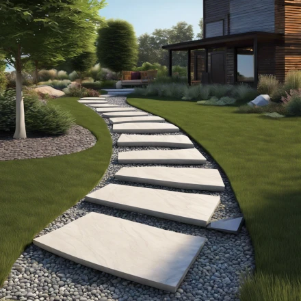 frontyard with landscaped pathway