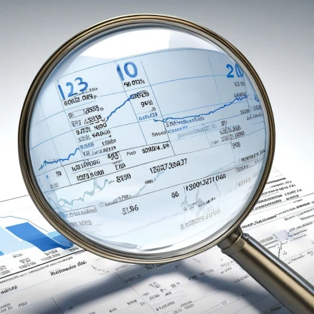 A magnifying glass focusing on a car