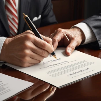 a persons hand signing a loan contract